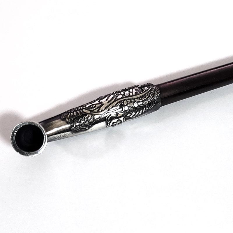 浅草煙管昇り龍七寸 喫煙具 きせる TSUGE 銀色鍍金仕上げ キセル