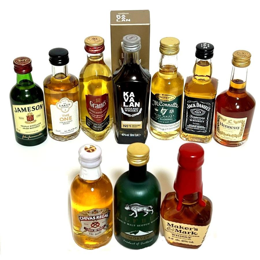 輸入ウイスキー・ブランデー ミニチュアボトル 50ml 10本セット : 蔵の