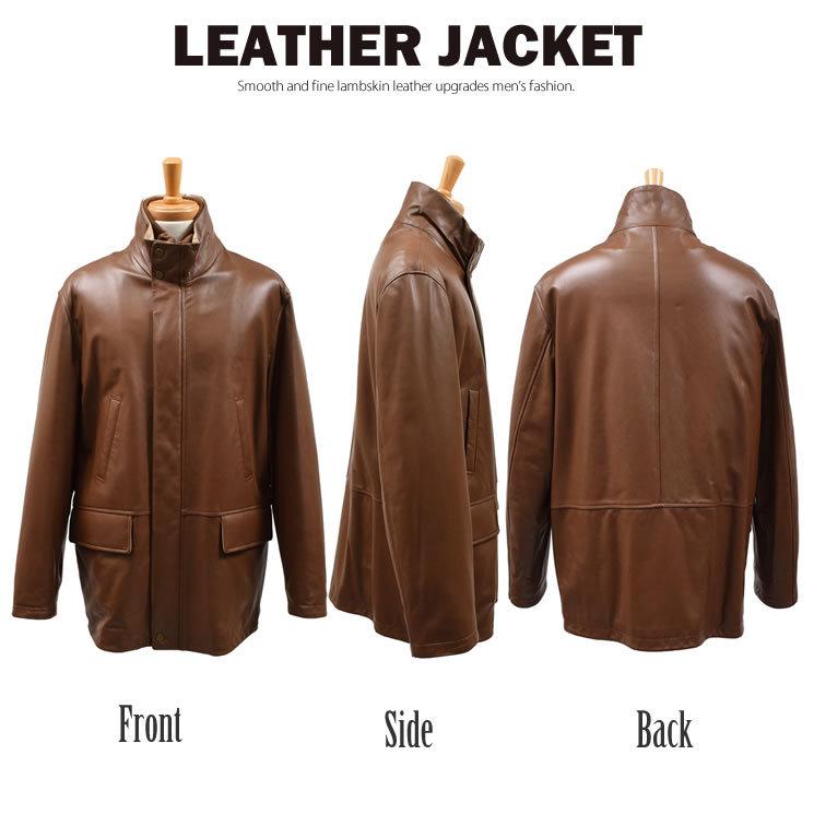 本革 ソフト ラム レザー ジャケット 本皮 ソフトラム メンズ スタンド