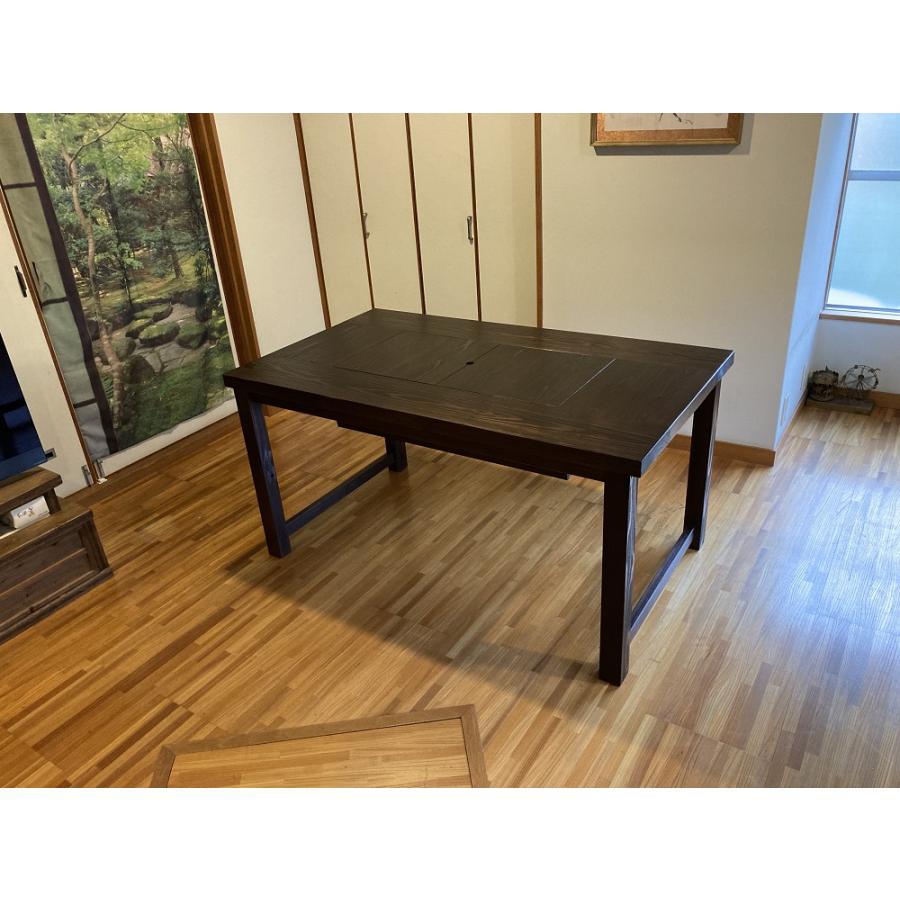 灰 五徳セット】ダイニング囲炉裏テーブル 3点セット 1200X800X700mm