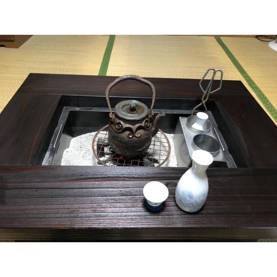 灰 五徳 酒燗器 セット】ちび囲炉裏 4点セット 800X600X280mm 蓋付