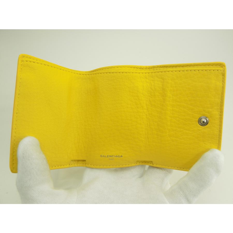 PAPIER（BALENCIAGA） バレンシアガ ミニウォレット ペーパー レザー黄