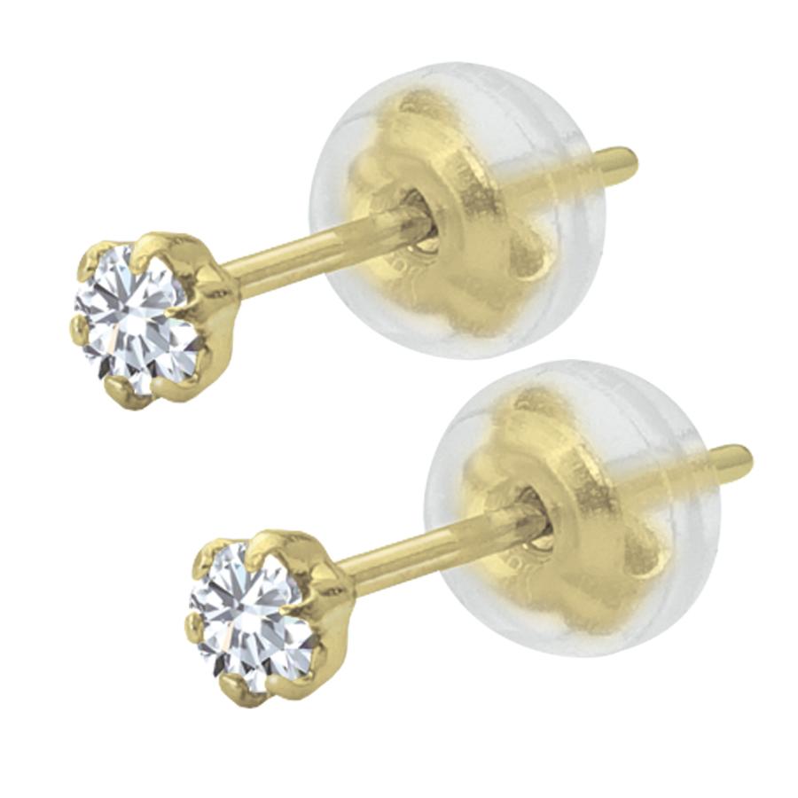 K18 ダイヤ ピアス 計0.1ct (0.05ct×2) モンド 18金 六本爪 一粒 両耳