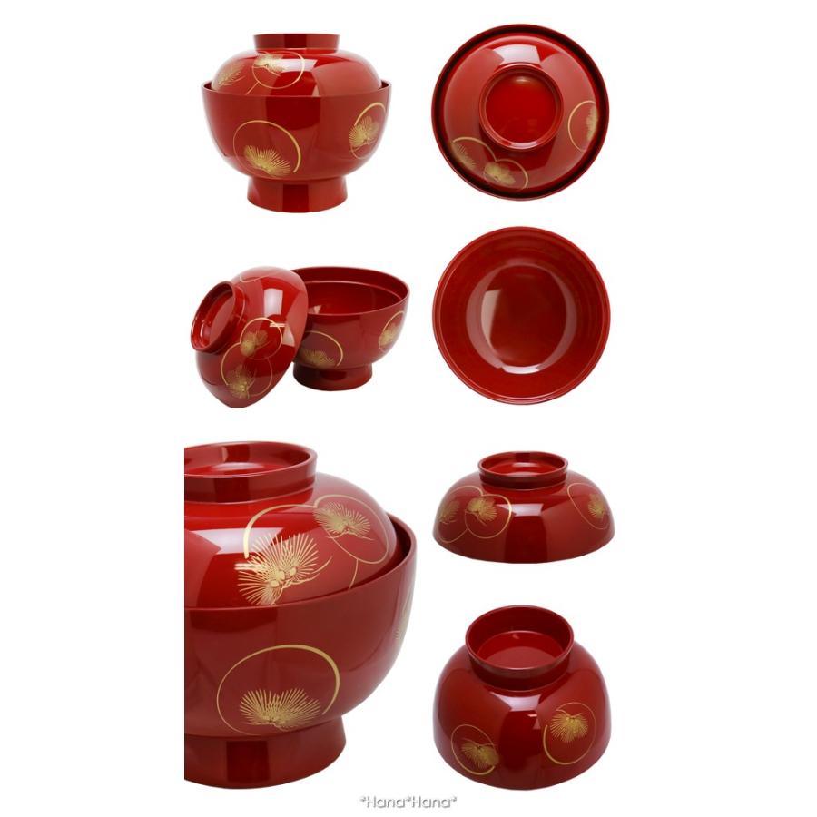 蓋付きお椀 お吸い物碗 漆器 20客セット お正月 お祝い 赤色