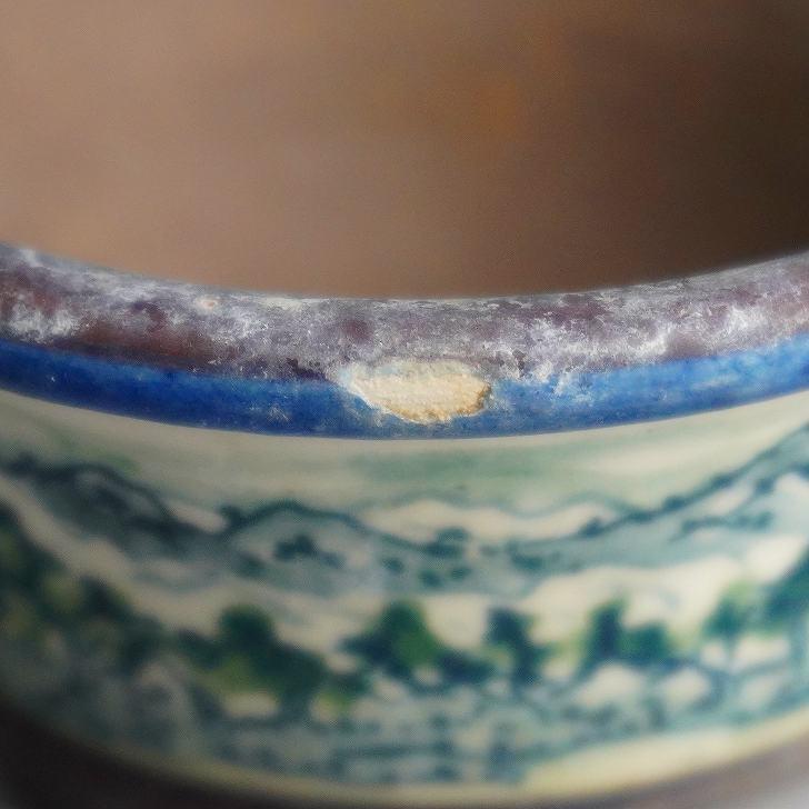 012.【陶翠】山水/楕円盆栽鉢/木箱付き 012.【陶翠】山水/楕円盆栽鉢