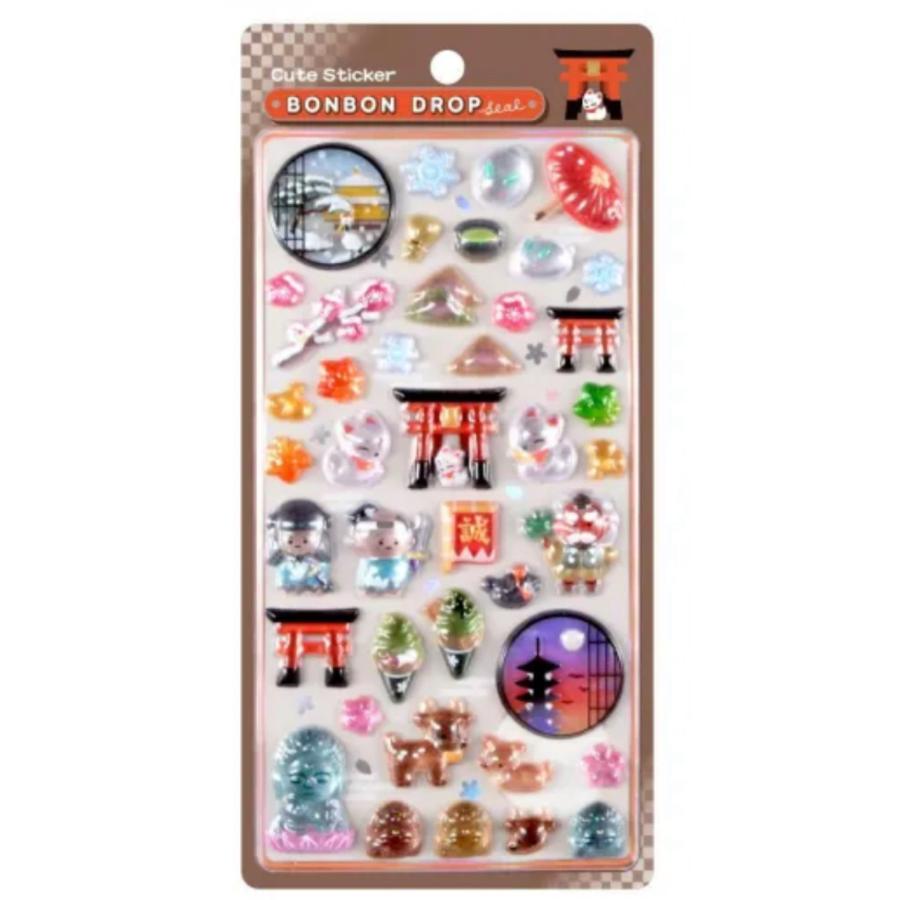 Q-LiA（クーリア） ボンボンドロップシール 古都めぐり 和柄 : Happy