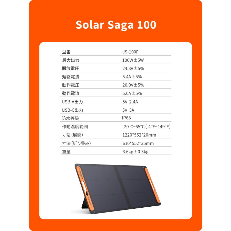 新型 両面発電 Jackery SolarSaga100 ソーラーパネル 100W ジャクリ JS