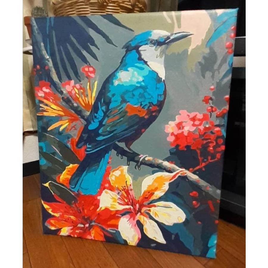 新作 アートパネル ナンバーペイント 数字キット 青い鳥 孔雀 鳥 南国