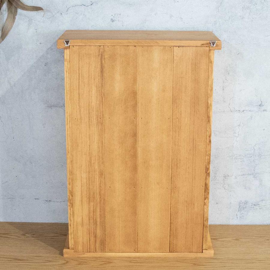 ミニラック チェッカーガラス扉 パイン材 シェルフ スパイスラック