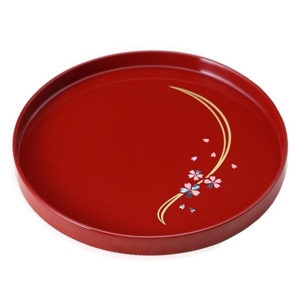 山田平安堂 漆器 丸盆 桜 螺鈿細工 朱 : 漆器 山田平安堂 - 通販