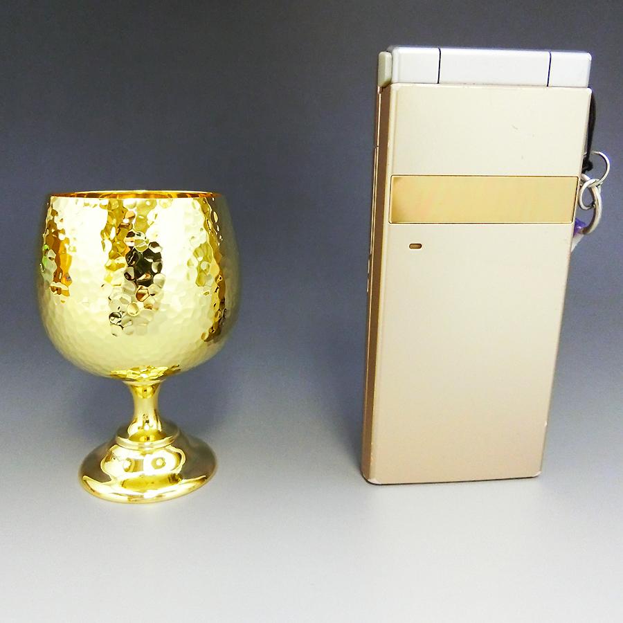 ブランデーグラス 鎚目模様 高さ7.7cm 軽量型｜純金製酒器 造幣局刻印