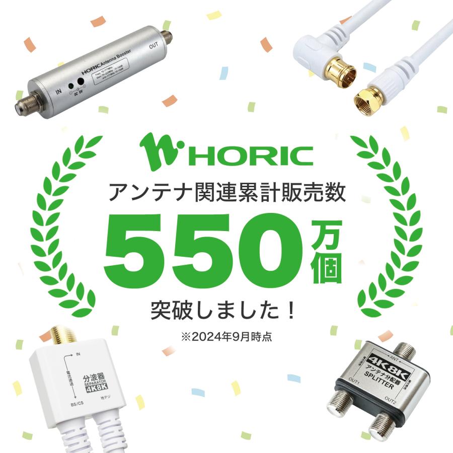 ホーリック（HORIC） アンテナ分配器 4C出力ケーブル2本付属 ケーブル