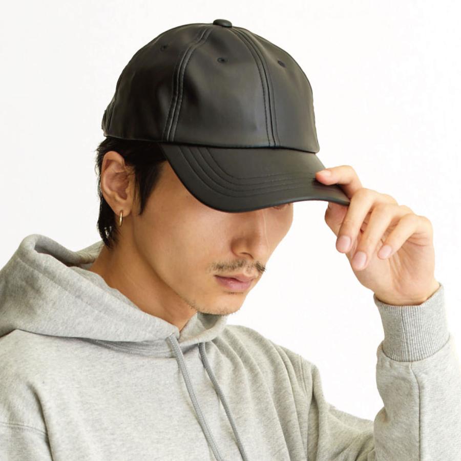 深め キャップ PUレザー 深FIT 帽子 57cm 軽い 洗える cap-1086 メンズ