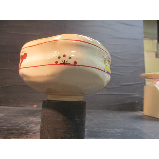 大塩昭山赤膚焼奈良絵茶碗 抹茶碗 茶道具 木箱 陶器 陶芸 作家