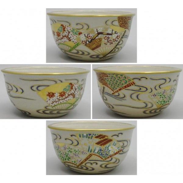 茶道具 皆具 色絵 膳所焼 扇面流し 岩崎新定作 陽炎園 膳所焼き 茶道