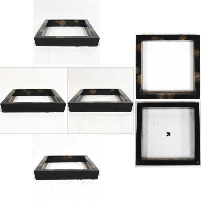 茶道具 炉縁 輪島塗 真塗 唐松紋 青貝入 日野拓也作 輪島塗り 真塗り