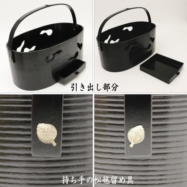 茶道具 煙草盆 莨盆 手付煙草盆 瓢透煙草盆 黒一閑 引出し付 鵬雲斎好