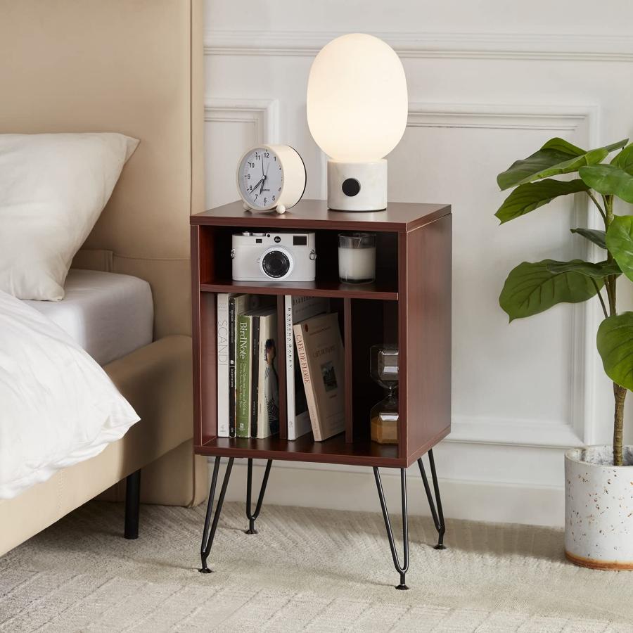 並行輸入品】Soohow サイドテーブル 収納付き メタル脚付きエンド