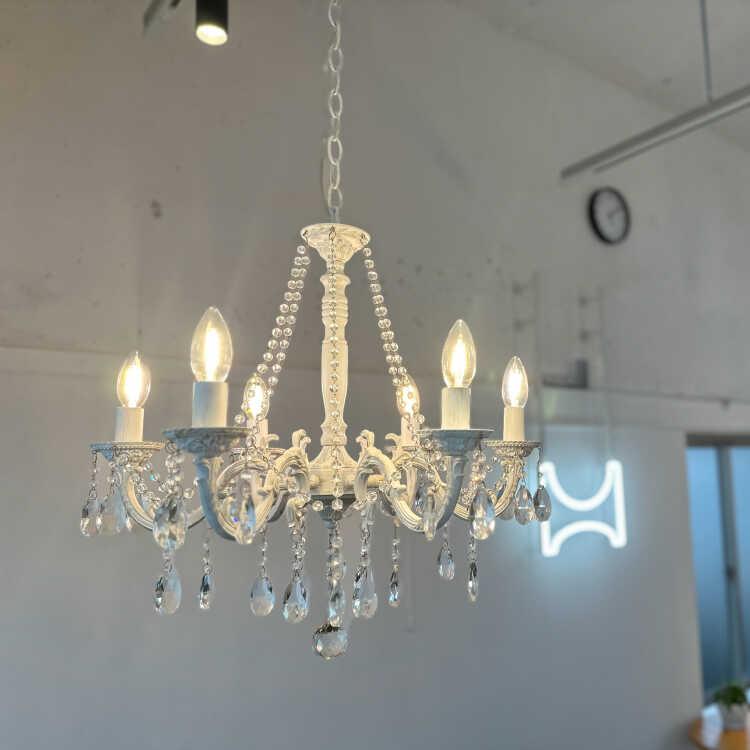 シャンデリア シャビーシック シャンデリア おしゃれ 白 ホワイト