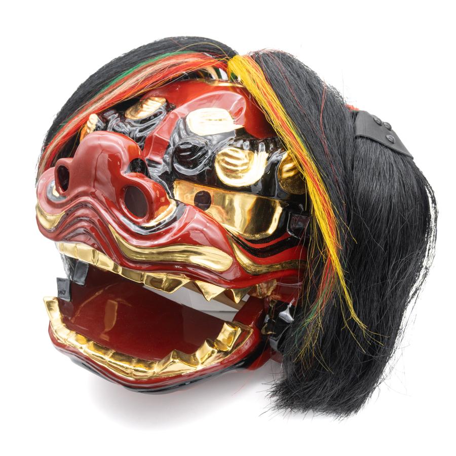 獅子頭 張貫 国産 黒毛 1.1尺 獅子舞 祭り 開運 厄除け 神具 祭具 祭事