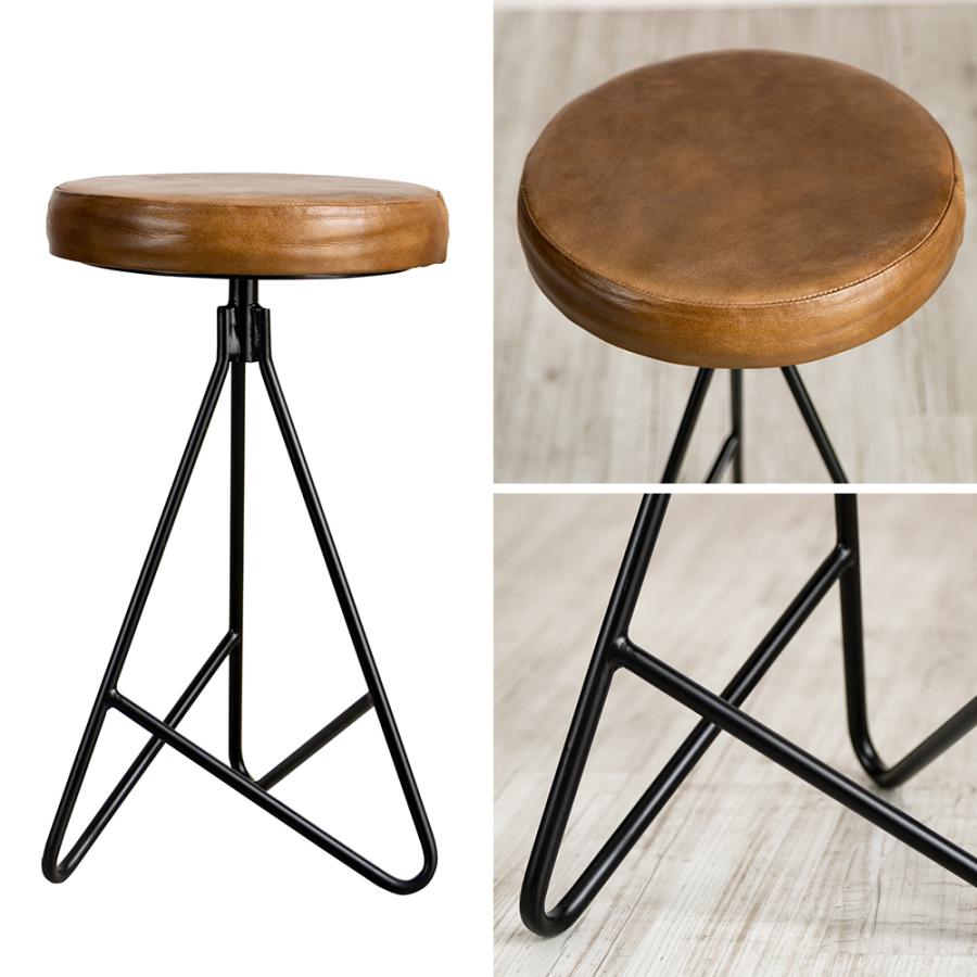 友安製作所 スツール おしゃれ 北欧 丸 レザー アイアン 丸椅子