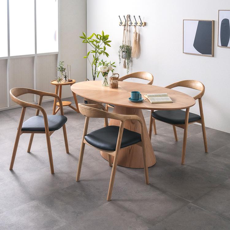 楕円形 ダイニングテーブル 円柱脚 4人用 6人用 単品 デザイン