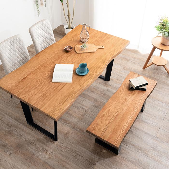 ダイニングベンチ 112 オーク 無垢 おしゃれ 木製 一枚板風 ベンチ 板