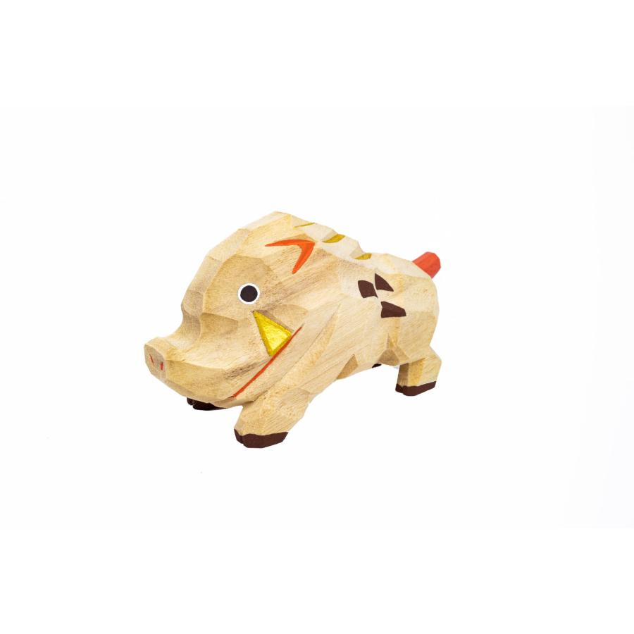 干支置物「亥」(いのしし)小サイズ/奈良一刀彫/楠/人形/猪/イノシシ