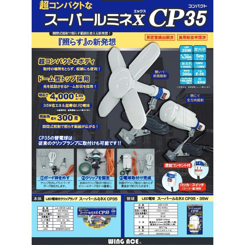 WING ACE スーパールミネX CP35 LED電球付クリップランプ LA-3505-LED