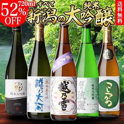 日本酒 飲み比べ ギフト 送料無料 新潟 純米大吟醸 720ml×5本セット