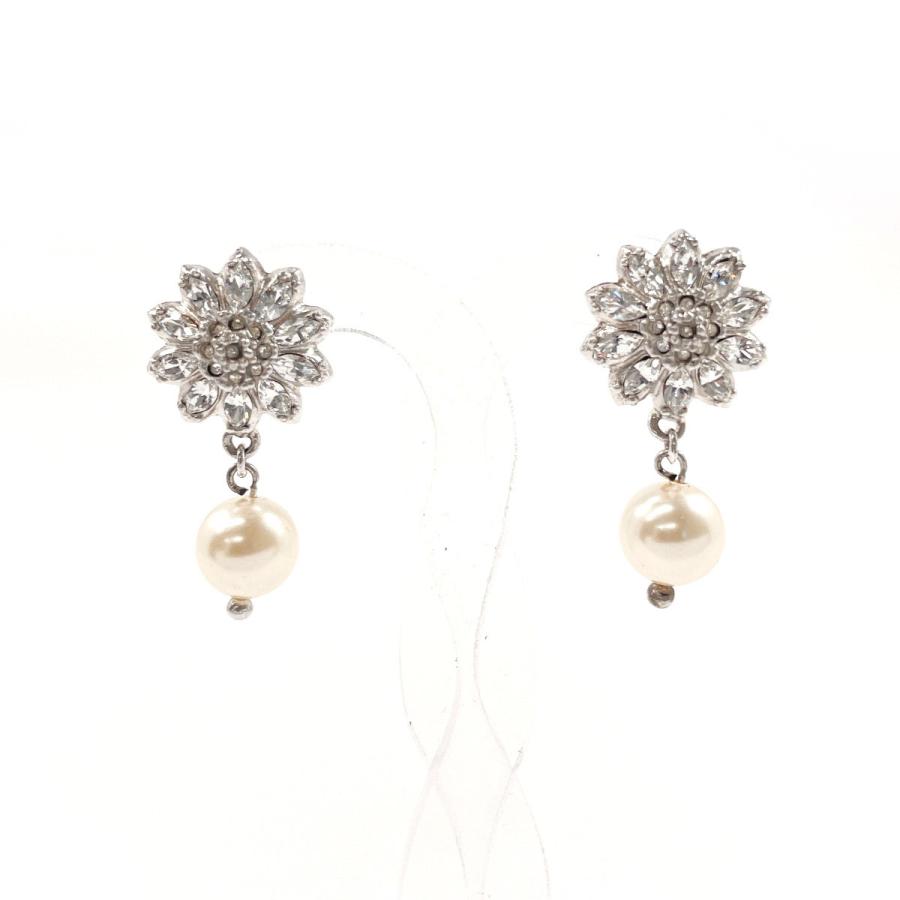 miu miu（ミュウミュウ） ピアス シルバー925/ラインストーン/フェイク