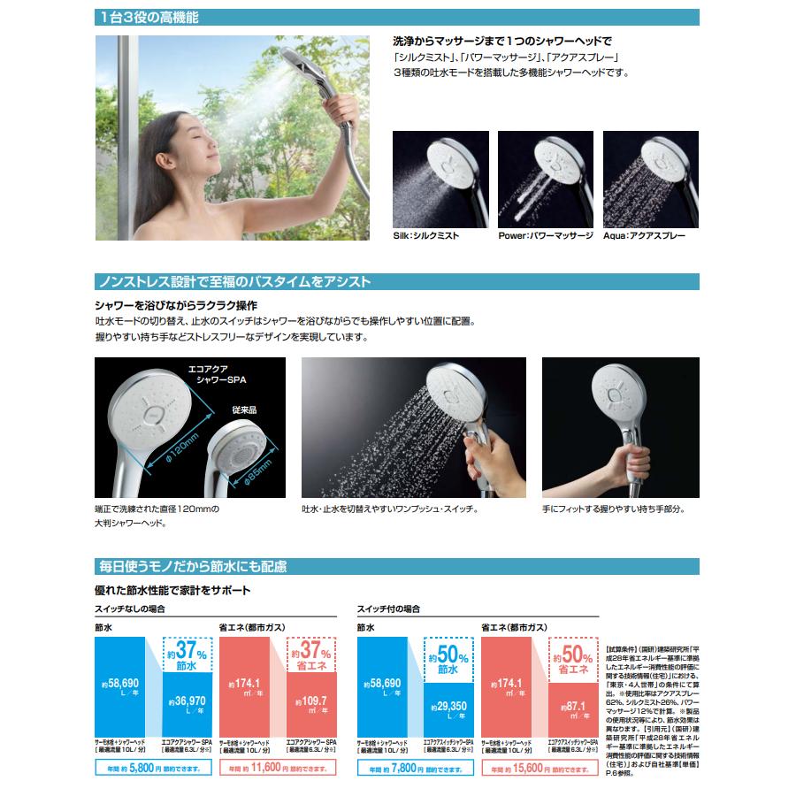 LIXIL（リクシル） シャワーヘッド エコアクアシャワー SPA スペシャル
