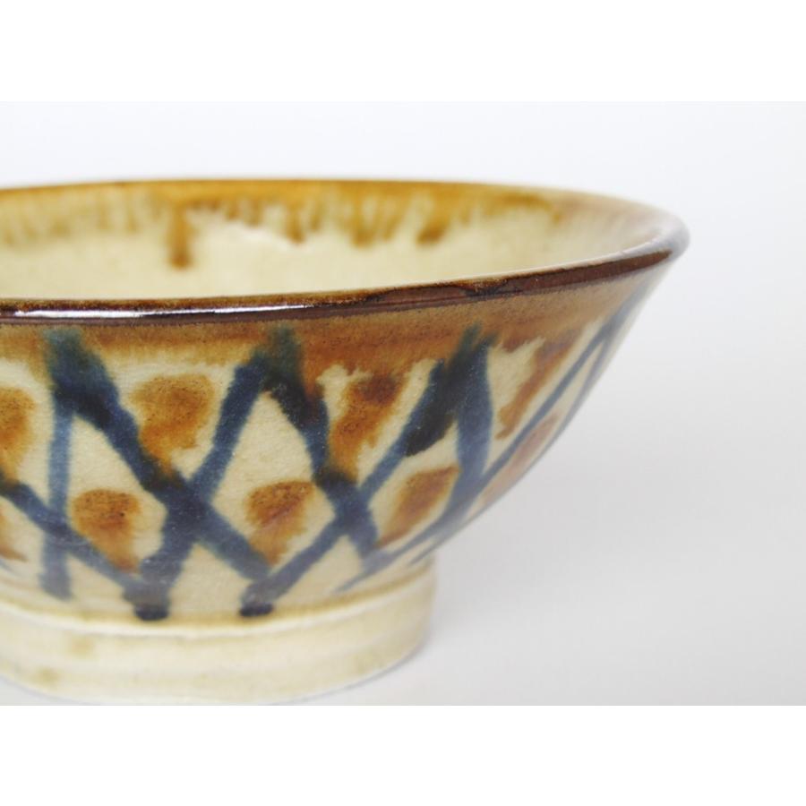 やちむん 民藝 壺屋焼 陶藝玉城5寸マカイ(お茶碗) 幾何格子点打