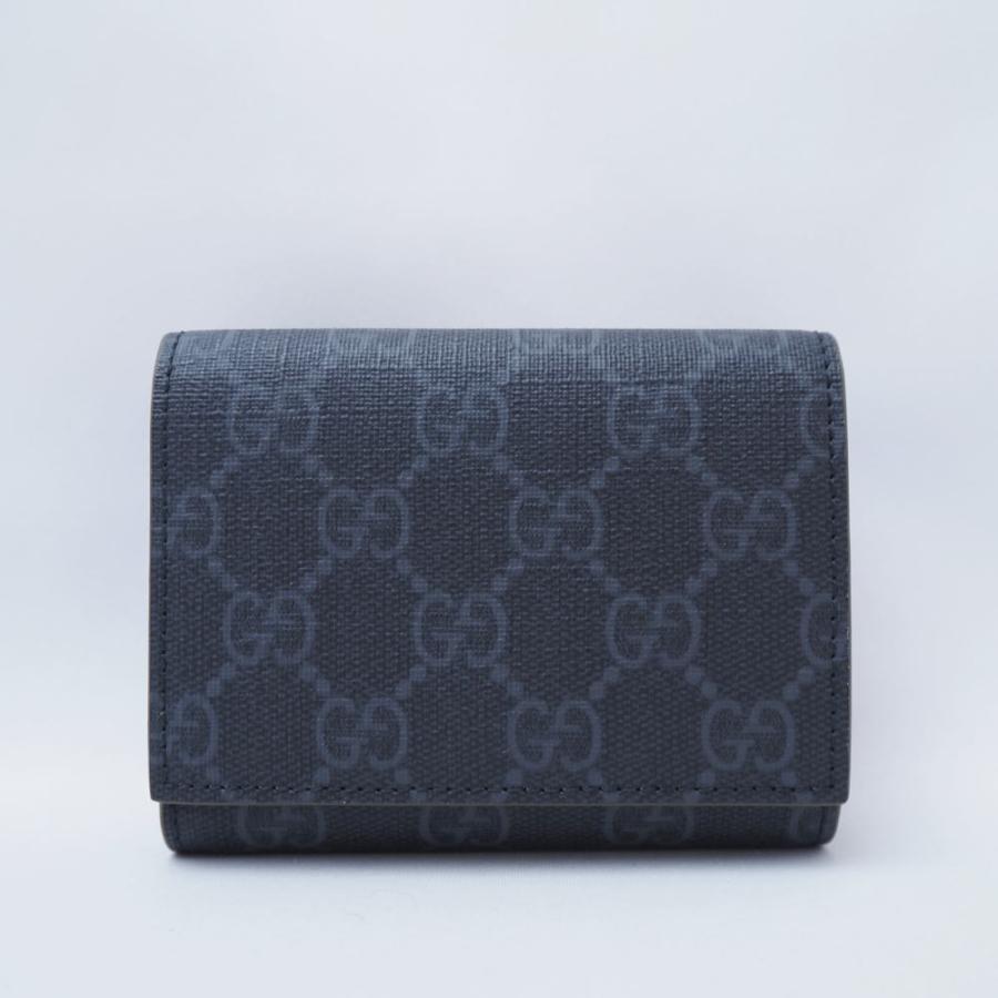 GUCCI（グッチ） 三つ折り財布 コンパクト GGスプリーム ブラック 黒