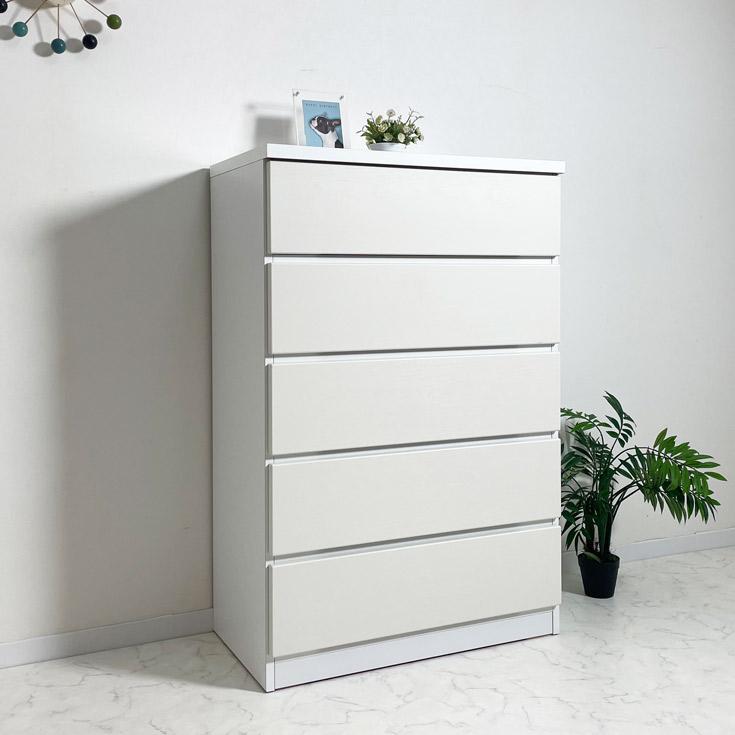 ハイチェスト 幅80 白 ホワイト チェスト タンス 5段 シンプル