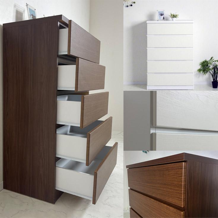 ハイチェスト 幅80 白 ホワイト チェスト タンス 5段 シンプル