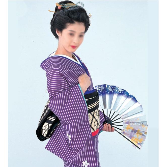 裾引き 引き摺り お引き 仕立て上がり 大衆 演劇 紫地 縞に白抜き桜