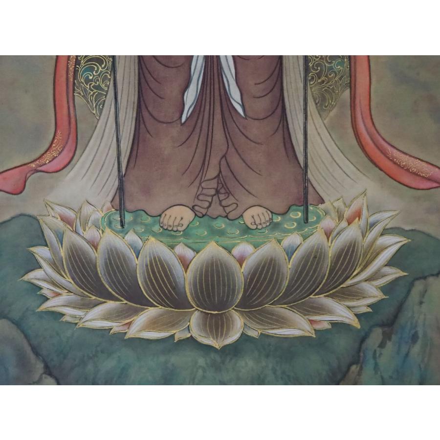 掛け軸 十一面千手観世音菩薩 ≪西村美都≫ 【見事な細密描写】 仏画