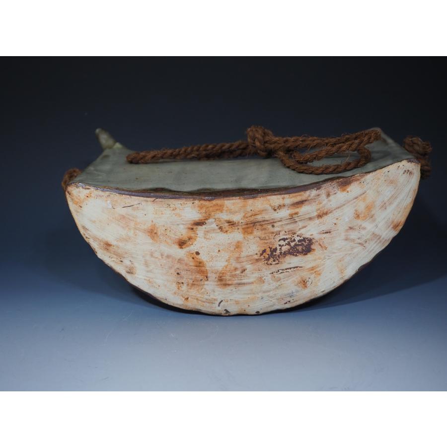 金城次郎 魚紋抱瓶【大作】 壺屋焼 ≪人間国宝≫ 共箱 縄紐 沖縄 未