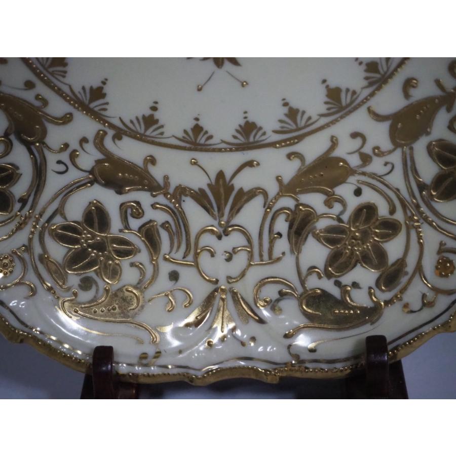 オールドノリタケ 飾り皿 金盛り 風景 メープルリーフ印 里帰り 骨董