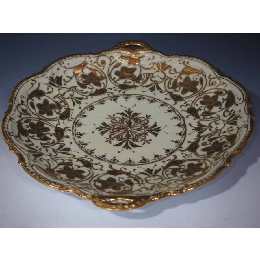 ノリタケ オールドノリタケ アンティーク【金彩花紋飾り皿】○繊細絵