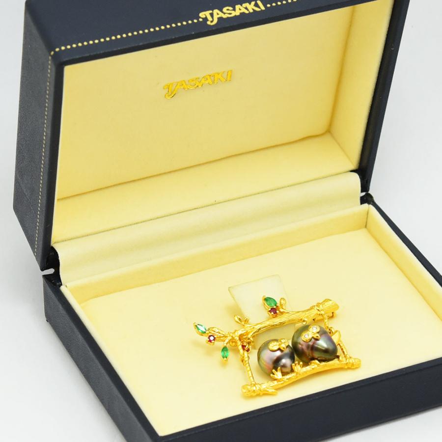 TASAKI（タサキ） ブローチ 田崎 フクロウ 梟 パール 黒蝶真珠 ルビー