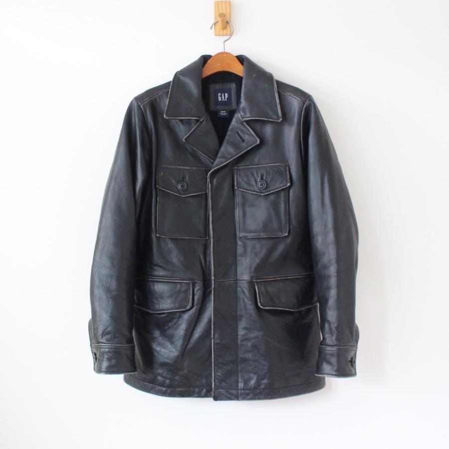 GAP（ギャップ） 00s レザージャケット リアルな擦れ具合 黒 XS やや