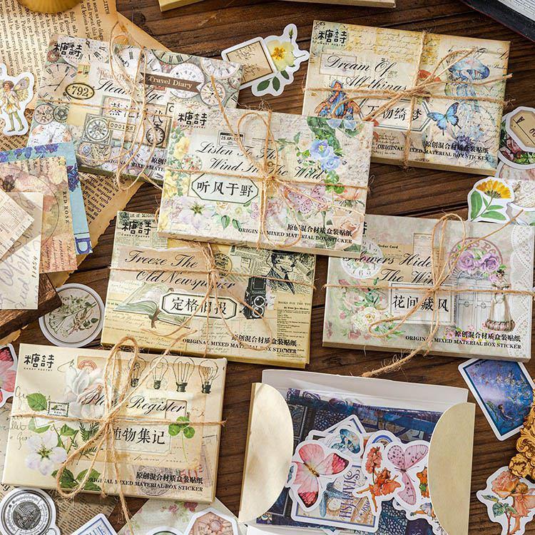 コラージュ素材セット 60柄 60枚 多素材 4種類素材 詰め合わせセット