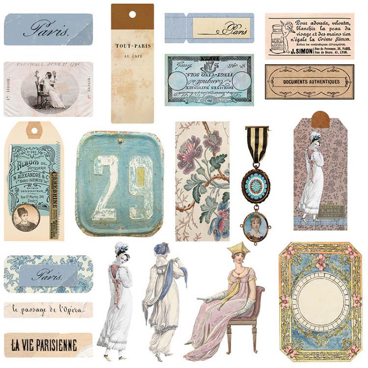 ヴィンテージ シール 柄違い50枚 海外 大きめ コラージュ素材セット