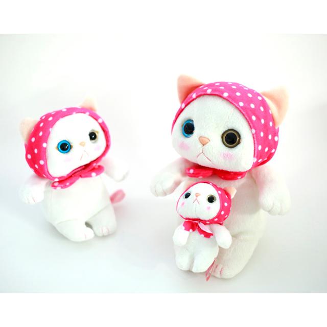 ぬいぐるみ ピンクずきん 白猫 Sサイズ マスコット ジェトイ choochoo