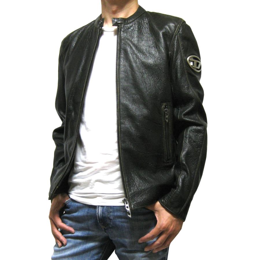 DIESEL（ディーゼル） メタルロゴプレート シープレザー ライダース
