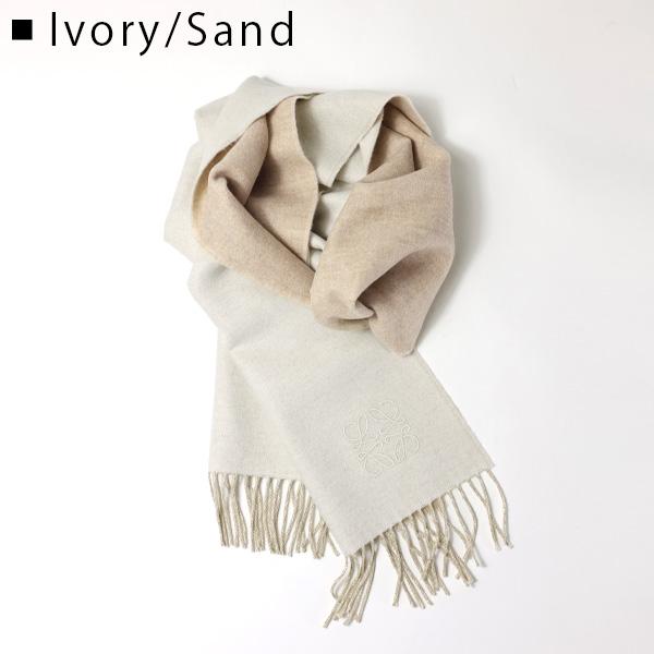 LOEWE ウールマフラー ホワイト フリンジ付き LOEWE ウールマフラー