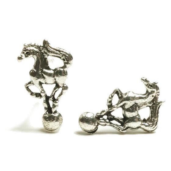 シルバーピアス スタッドピアス サーカス ボール 馬 ホース 玉乗り