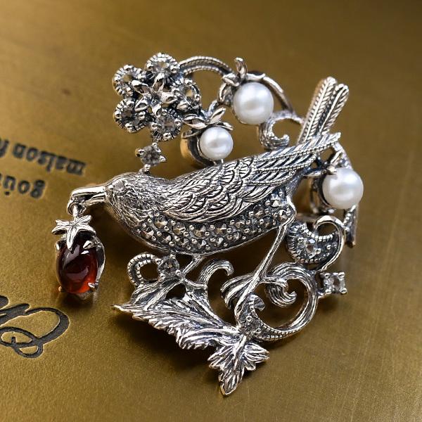 碌山 ラフィネ ガーネット ハート ブローチ ・ ペンダントトップ 2way